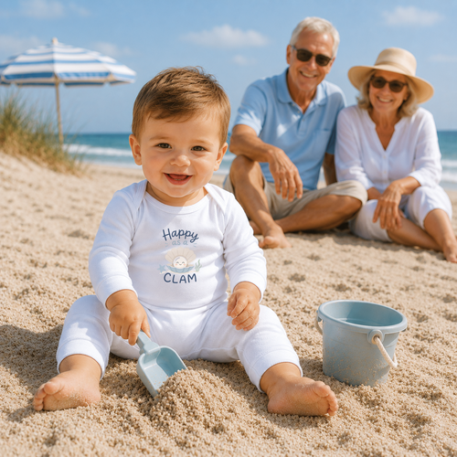 Happy as a Clam - Infant Long Legged Baby Rib Bodysuit